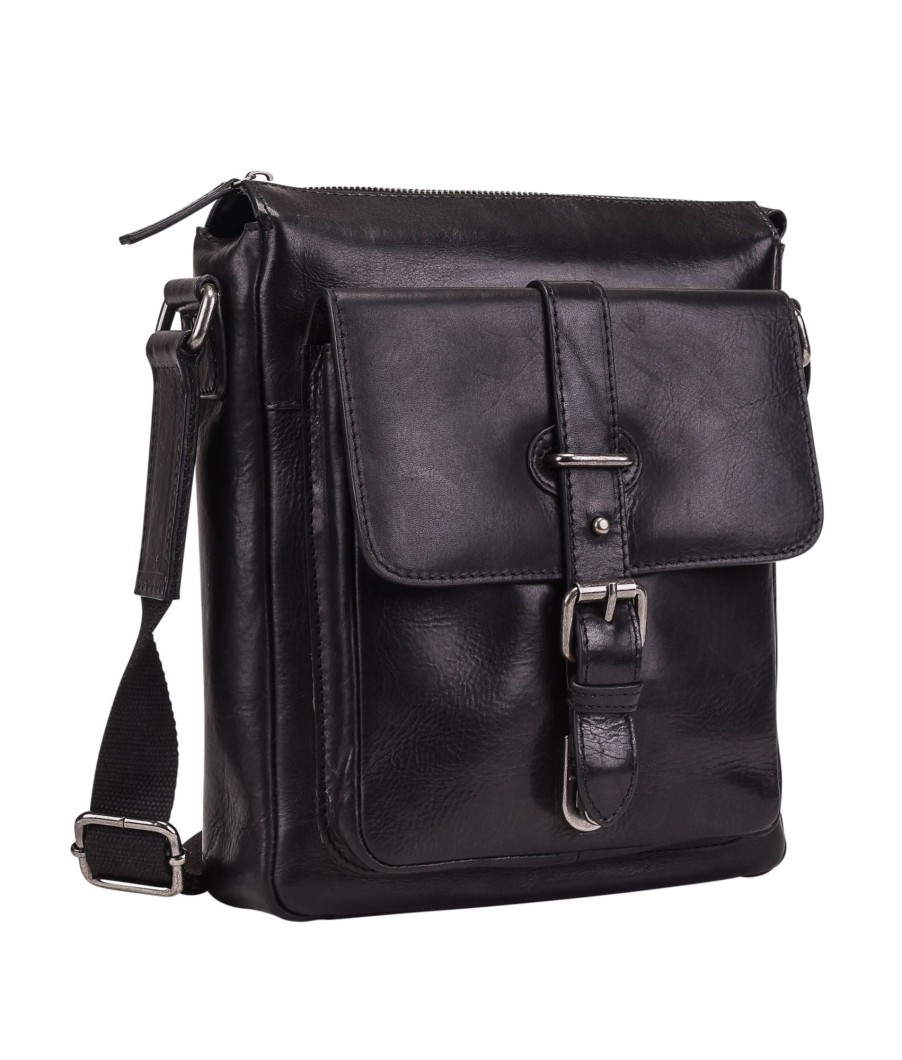 Tassen Leonhard Heyden | Leonhard Heyden Roma Zipped Messenger Bag S Black