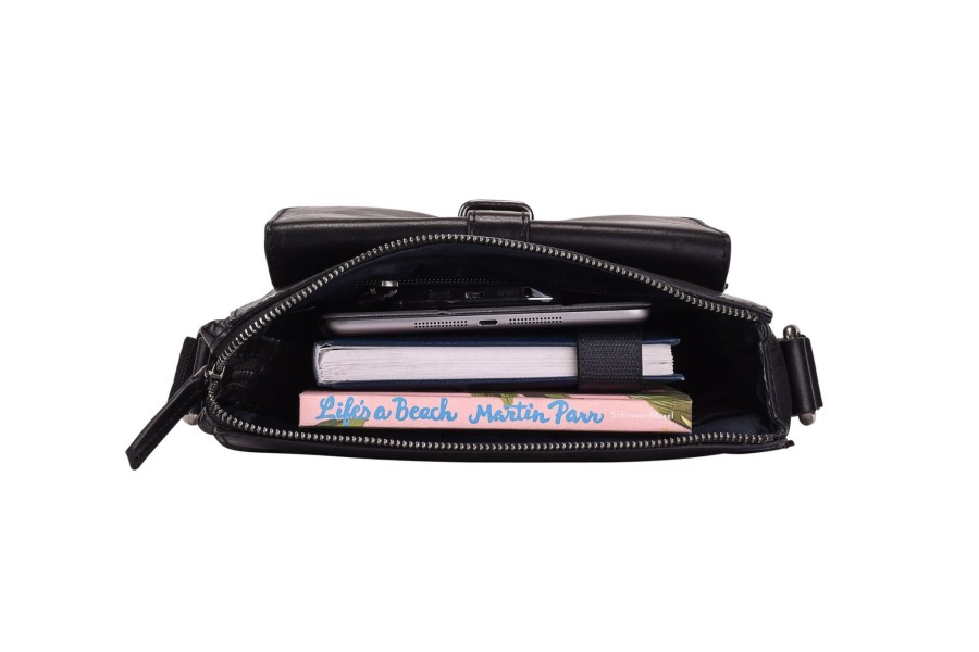 Tassen Leonhard Heyden | Leonhard Heyden Roma Zipped Messenger Bag S Black