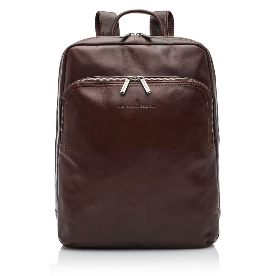 Rugzakken Castelijn & Beerens | Castelijn & Beerens Firenze Laptop Backpack 15.6" + Tablet Mocca