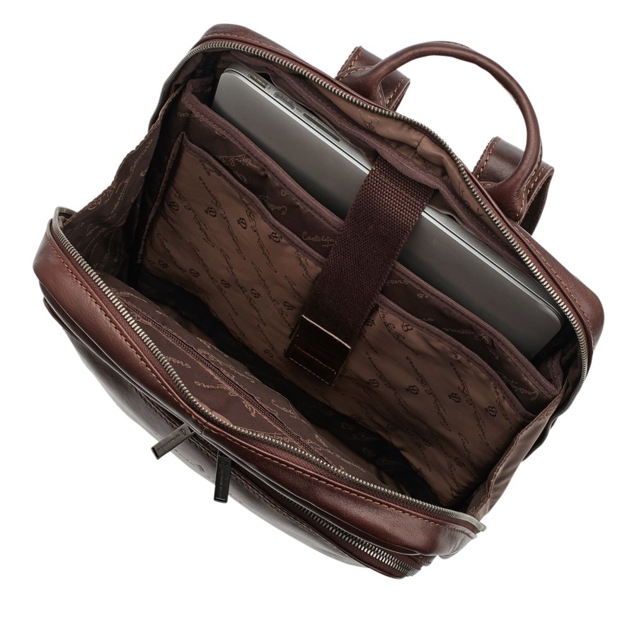 Rugzakken Castelijn & Beerens | Castelijn & Beerens Firenze Laptop Backpack 15.6" + Tablet Mocca