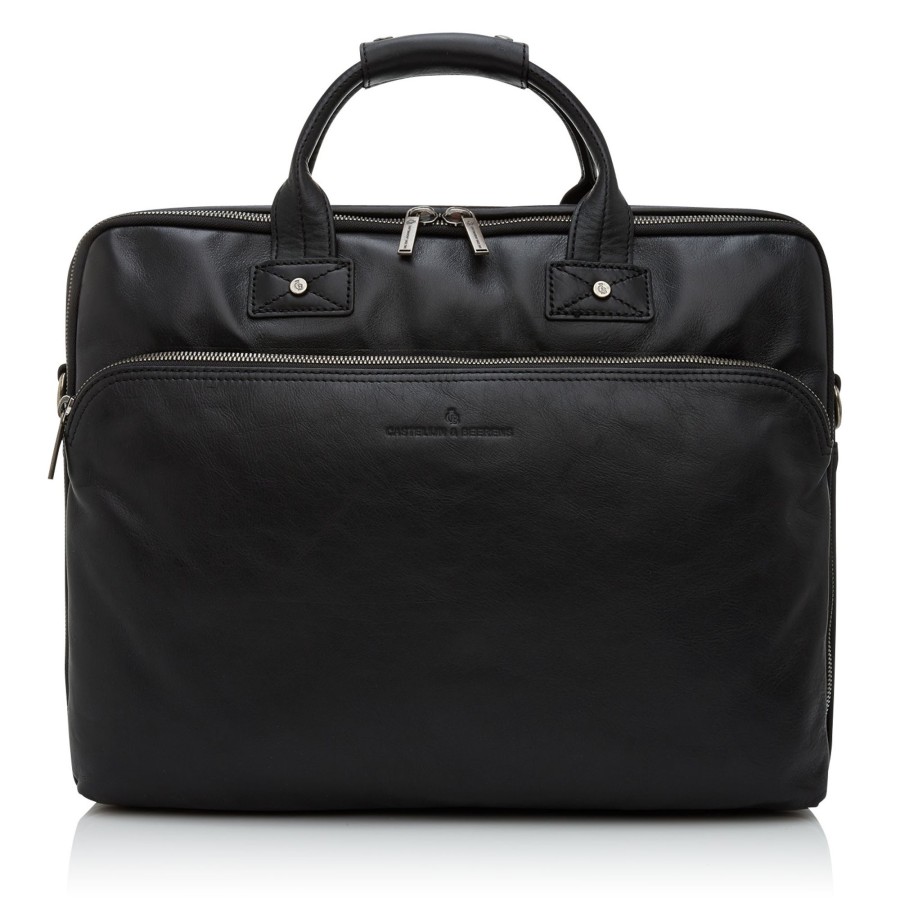 Werktassen Castelijn & Beerens | Castelijn & Beerens Firenze Laptop Bag 17" + Tablet Double Zip Black