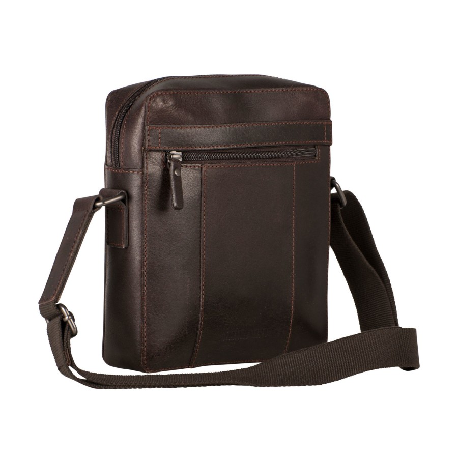 Tassen Leonhard Heyden | Leonhard Heyden Dakota Zipped Messenger Bag Xs Brown