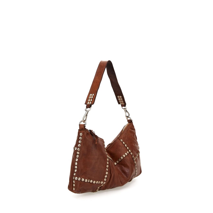 Tassen Campomaggi | Campomaggi Horizontal Shoulder Bag Traditional Virgo Cognac