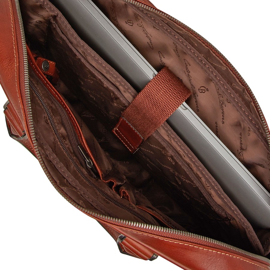 Werktassen Castelijn & Beerens | Castelijn & Beerens Verona Laptop Bag 15.6" + Tablet Single Zip Light Brown