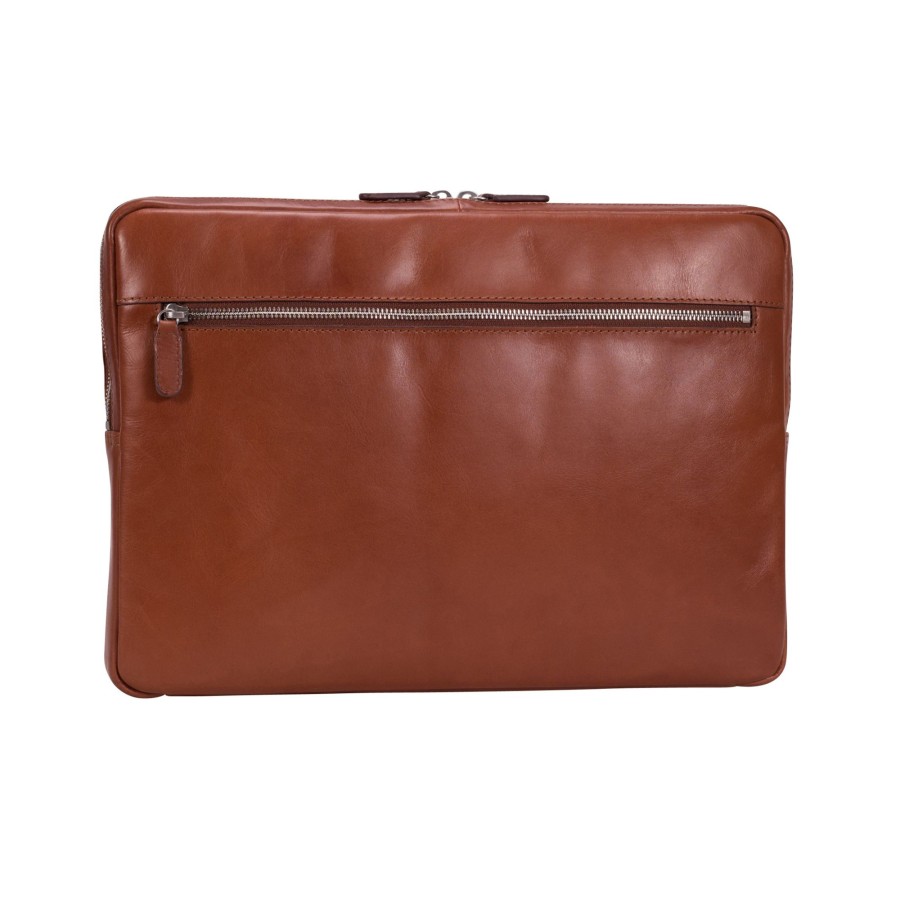 Accessoires Leonhard Heyden | Leonhard Heyden Cambridge Zipped Laptop Sleeve M Cognac