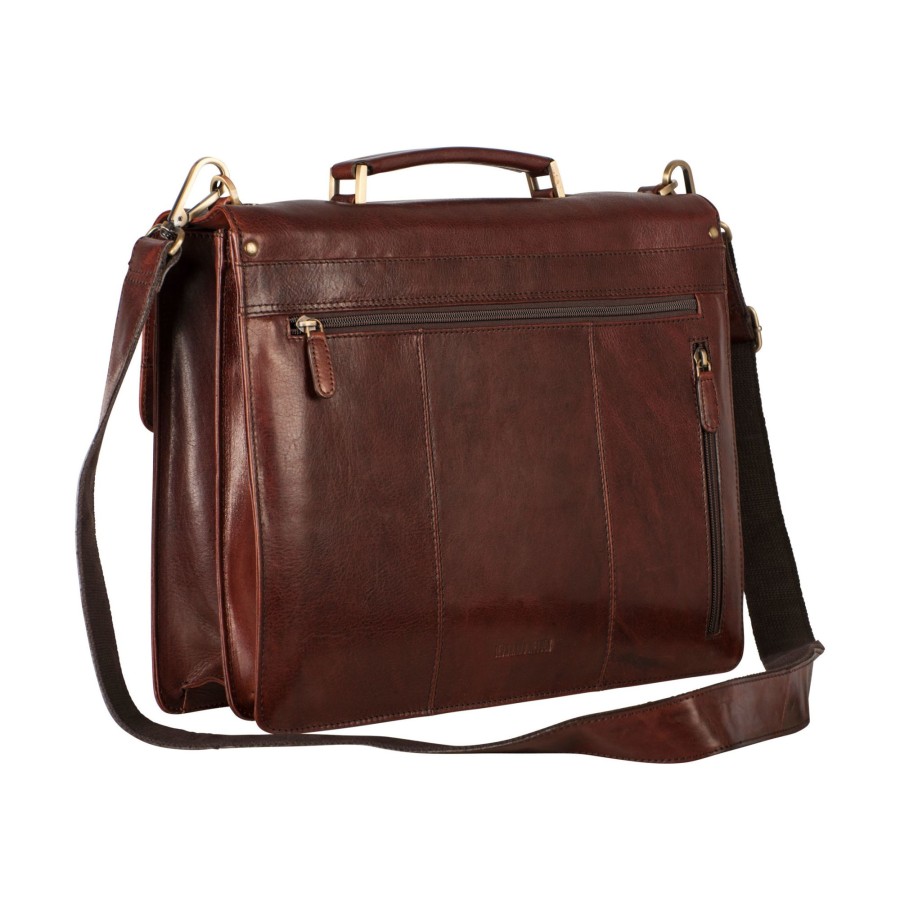 Werktassen Leonhard Heyden | Leonhard Heyden Cambridge Briefcase 2 Compartments Red Brown