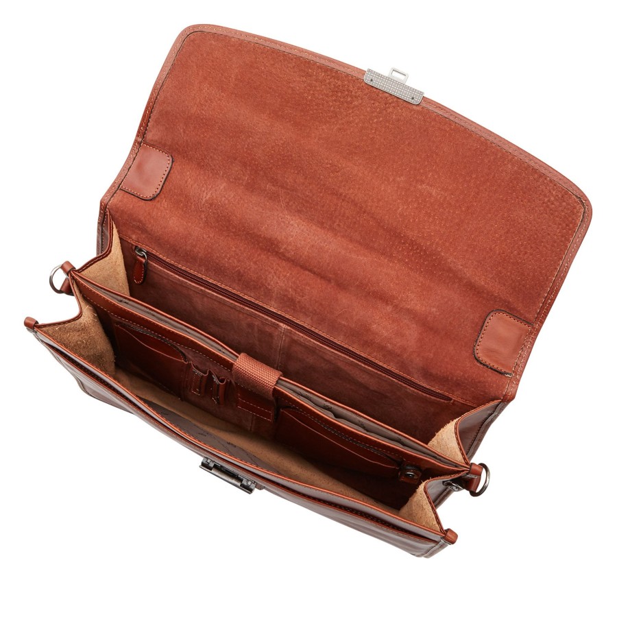 Werktassen Castelijn & Beerens | Castelijn & Beerens Verona Laptop Bag 13.3" + Tablet Double Pocket Light Brown