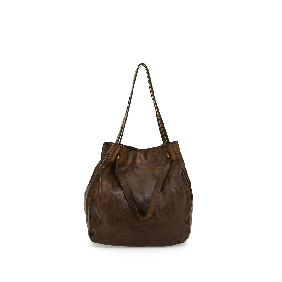 Tassen Campomaggi | Campomaggi Traditional Garda Small Shopping Bag Military