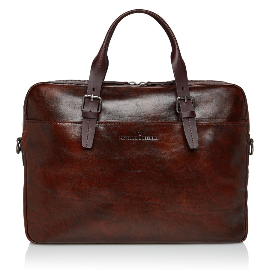 Werktassen Castelijn & Beerens | Castelijn & Beerens Rien Laptop Bag 15.6" + Tablet Single Zip Cognac