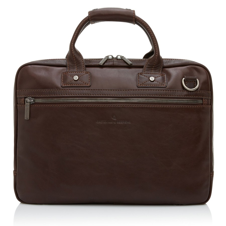 Werktassen Castelijn & Beerens | Castelijn & Beerens Firenze Laptop Bag 15.6" + Tablet Single Zip Mocca