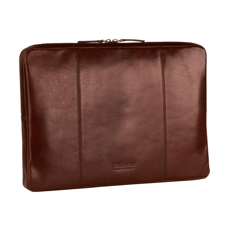 Accessoires Leonhard Heyden | Leonhard Heyden Cambridge Zipped Laptop Sleeve M Red Brown