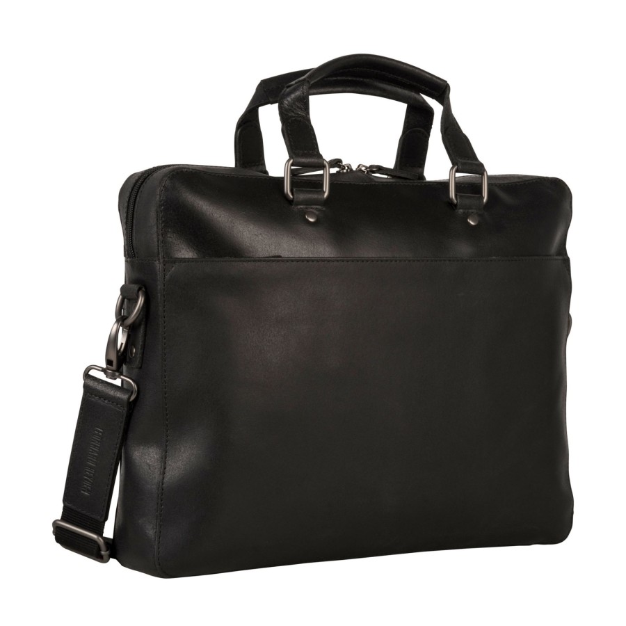 Werktassen Leonhard Heyden | Leonhard Heyden Dakota Zipped Briefcase 1 Compartment Black