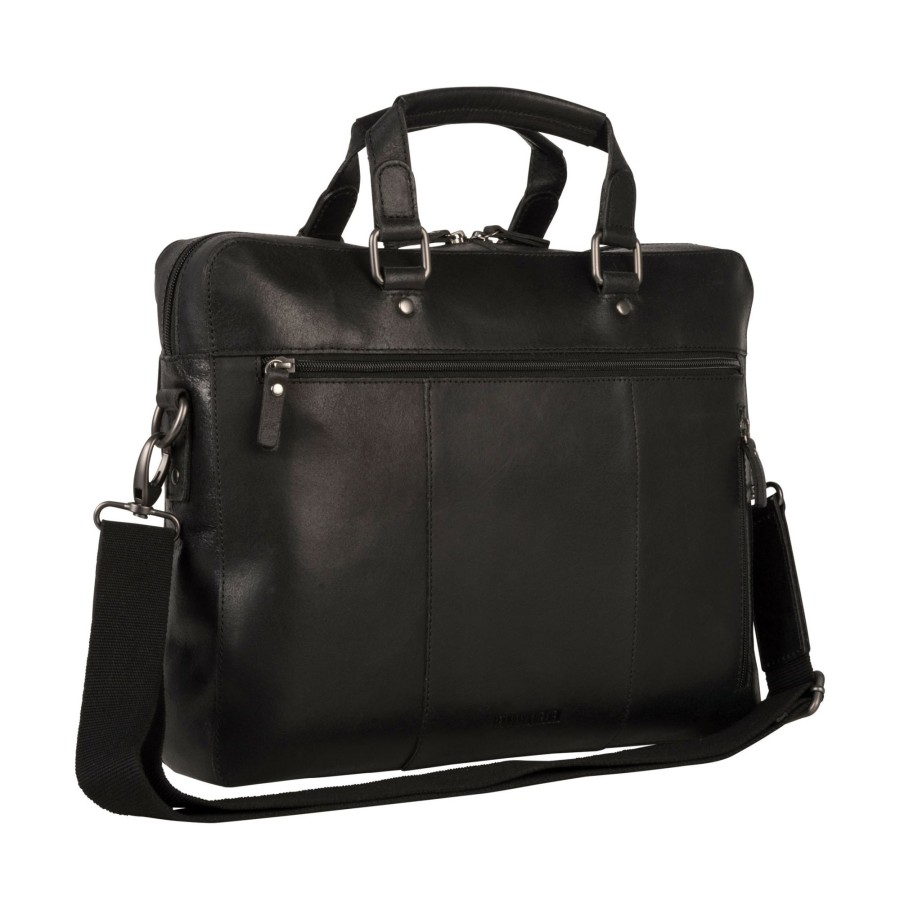 Werktassen Leonhard Heyden | Leonhard Heyden Dakota Zipped Briefcase 1 Compartment Black