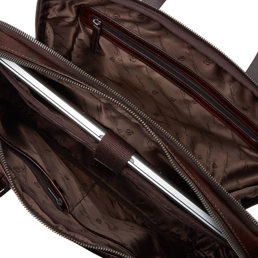 Werktassen Castelijn & Beerens | Castelijn & Beerens Rien Laptop Bag 15.6" + Tablet Double Zip Cognac