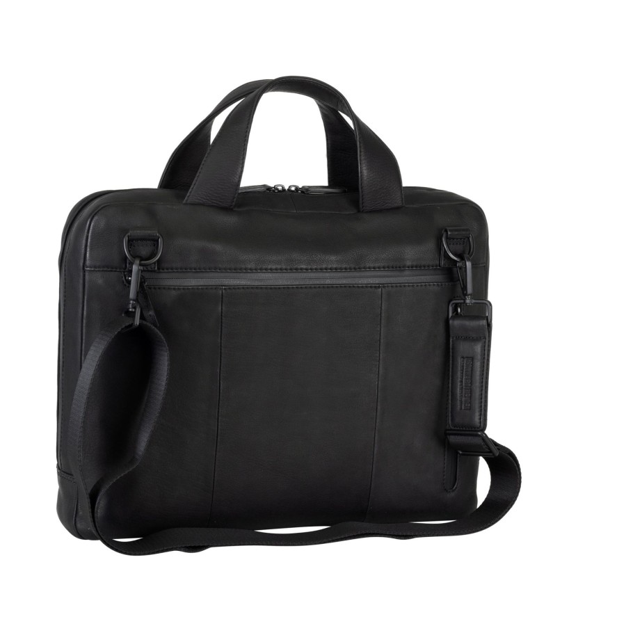 Werktassen Leonhard Heyden | Leonhard Heyden The Hague Zipped Briefcase 1 Compartment Black