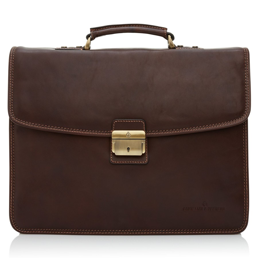 Werktassen Castelijn & Beerens | Castelijn & Beerens Verona Laptop Bag 13.3" + Tablet Double Pocket Mocca