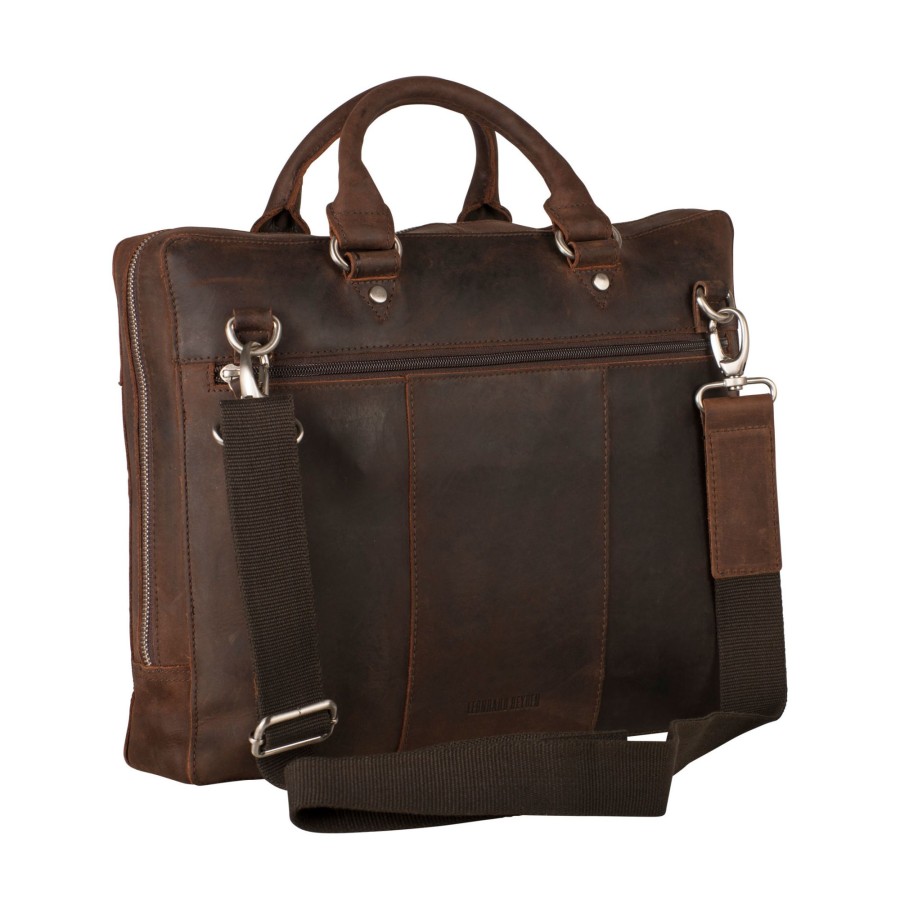 Werktassen Leonhard Heyden | Leonhard Heyden Salisbury Zipped Briefcase 1 Compartment Brown