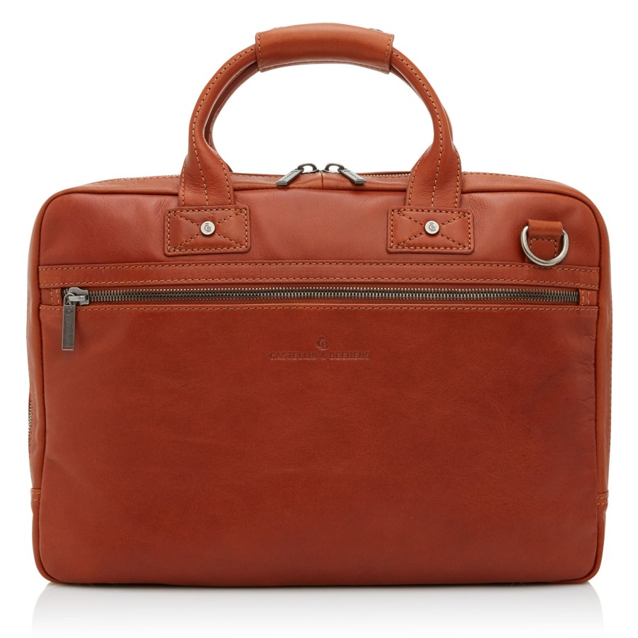 Werktassen Castelijn & Beerens | Castelijn & Beerens Firenze Laptop Bag 15.6" + Tablet Single Zip Light Brown