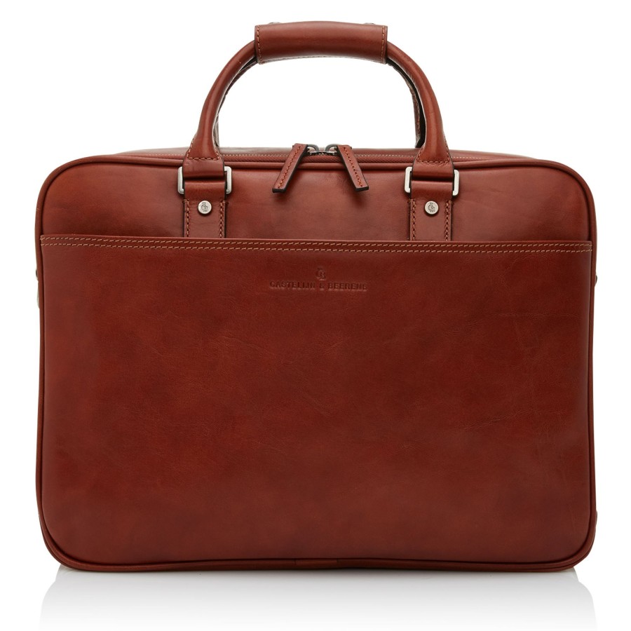 Werktassen Castelijn & Beerens | Castelijn & Beerens Verona Laptop Bag 15.6" + Tablet Double Zip Light Brown