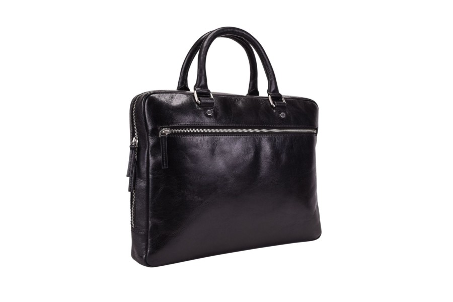 Werktassen Leonhard Heyden | Leonhard Heyden Zipped Briefcase 1 Compartment Black