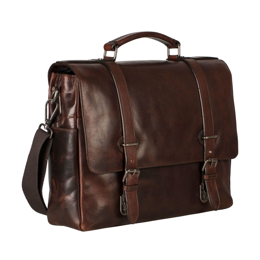 Werktassen Leonhard Heyden | Leonhard Heyden Roma Briefcase 2 Compartments Brown