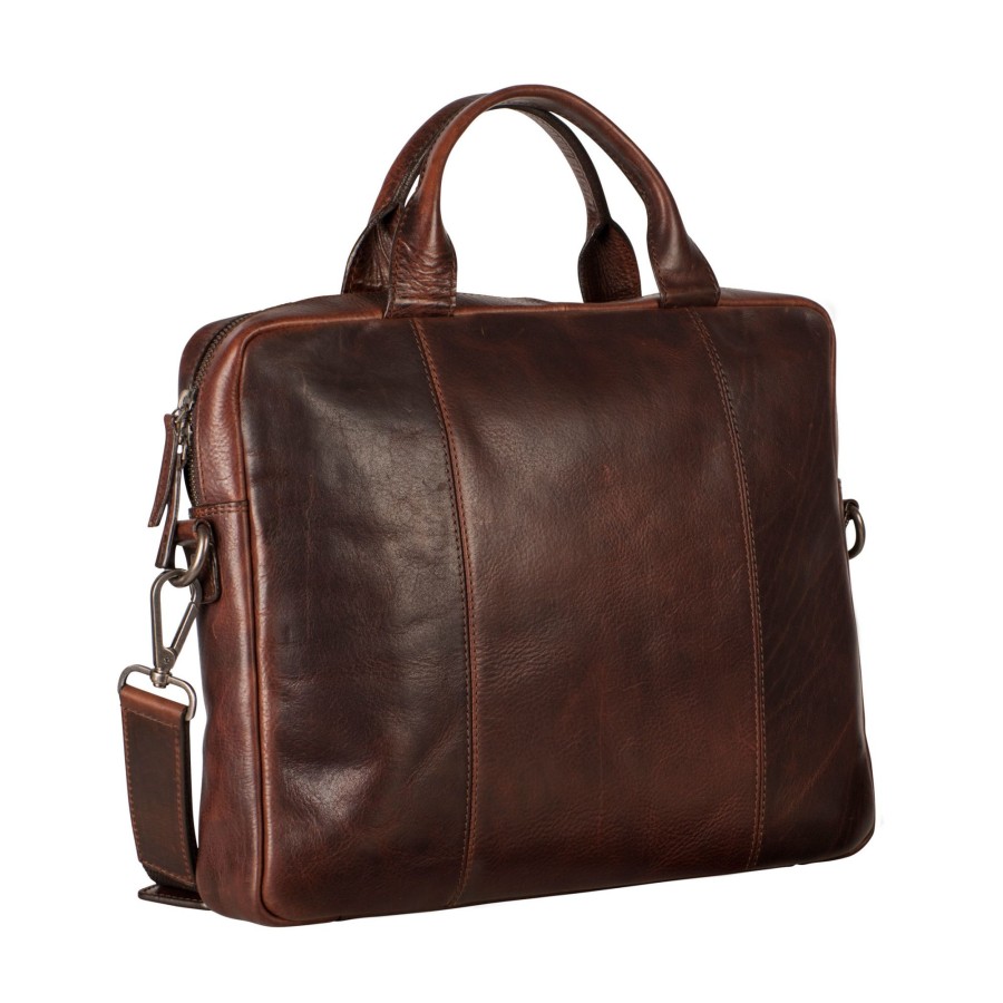 Werktassen Leonhard Heyden | Leonhard Heyden Roma Zipped Briefcase 1 Compartment Brown