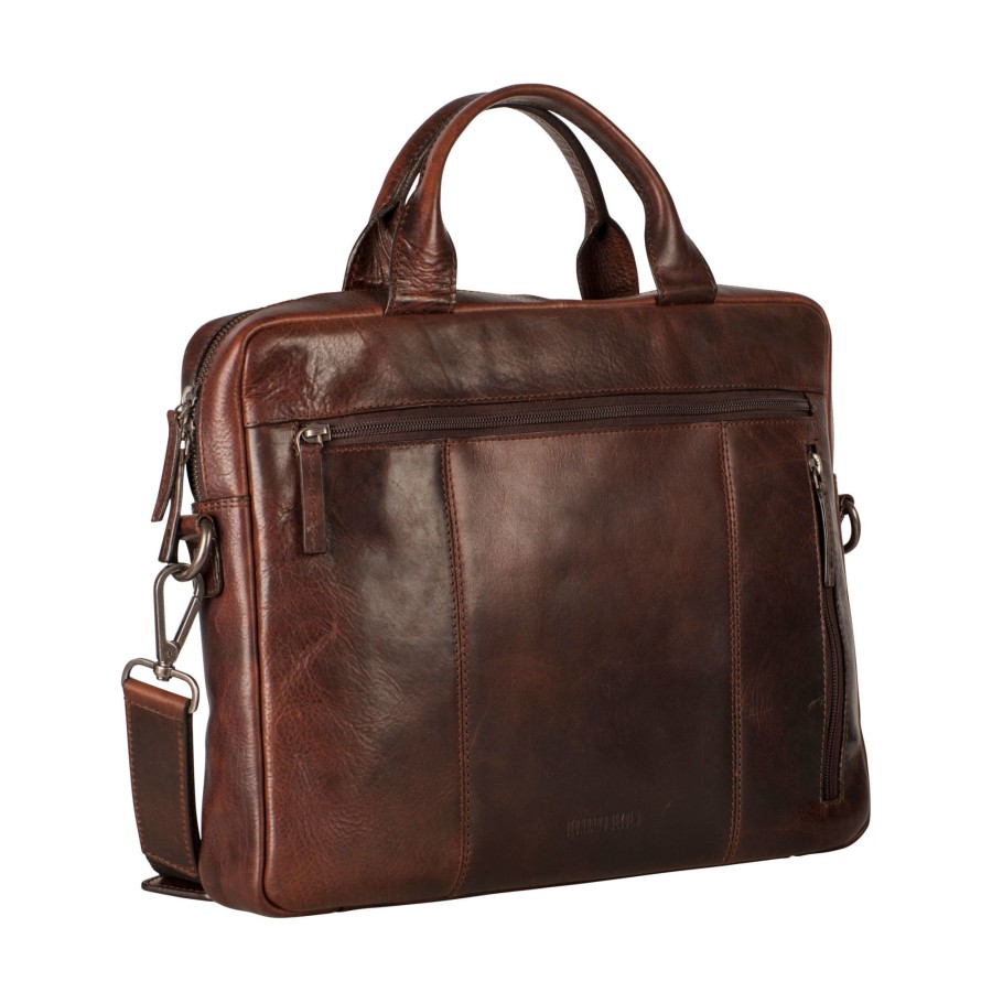 Werktassen Leonhard Heyden | Leonhard Heyden Roma Zipped Briefcase 1 Compartment Brown