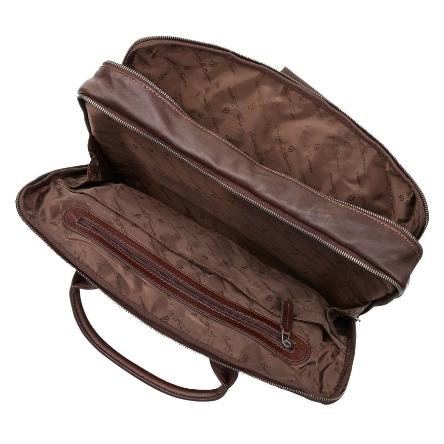 Werktassen Castelijn & Beerens | Castelijn & Beerens Firenze Laptop Bag 17" + Tablet Double Zip Mocca