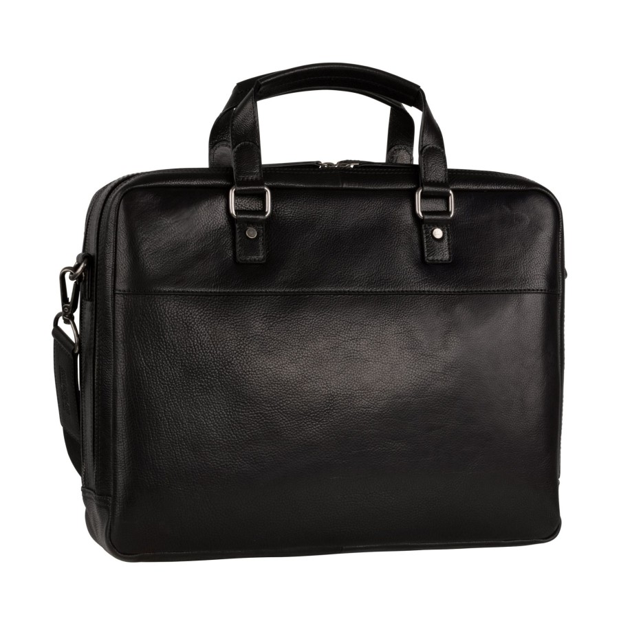 Werktassen Leonhard Heyden | Leonhard Heyden Roma Zipped Briefcase 2 Compartments Black