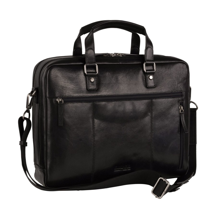 Werktassen Leonhard Heyden | Leonhard Heyden Roma Zipped Briefcase 2 Compartments Black