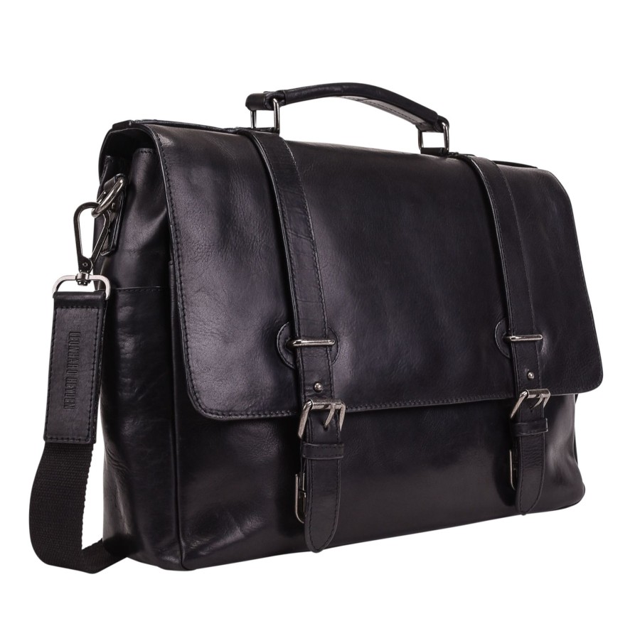 Werktassen Leonhard Heyden | Leonhard Heyden Roma Briefcase 2 Compartments Black