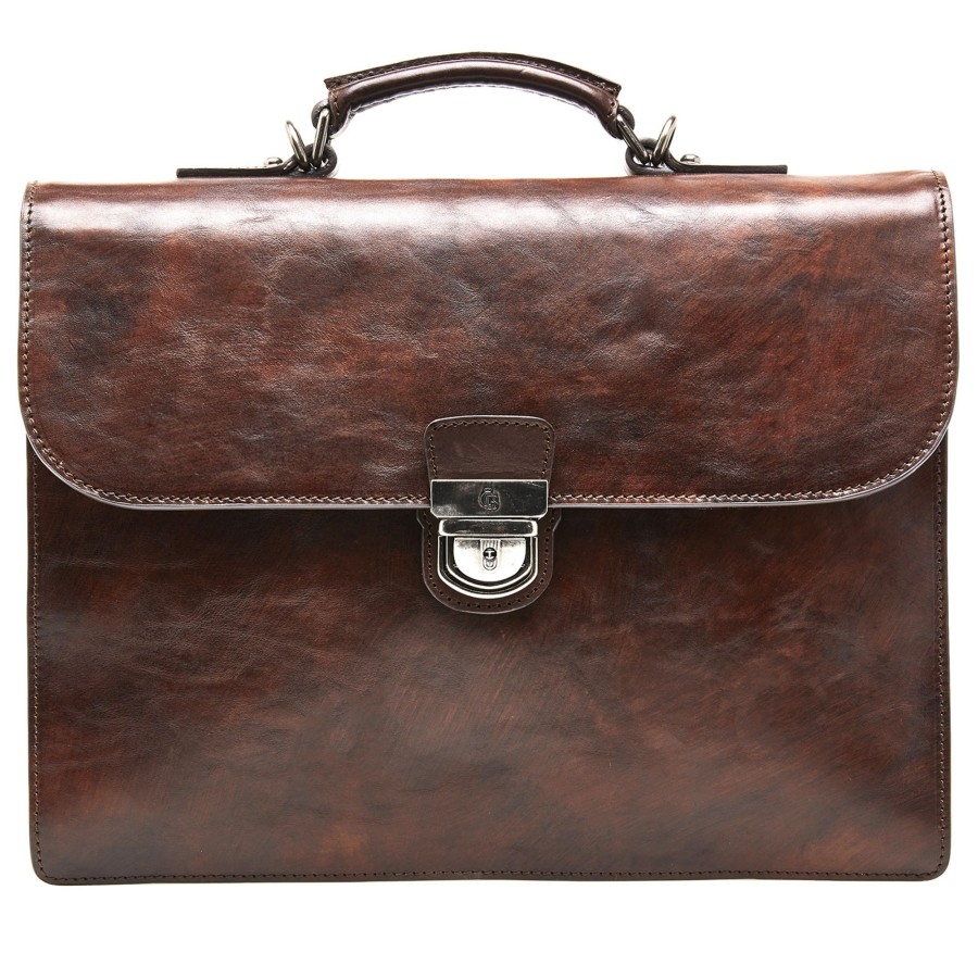 Werktassen Castelijn & Beerens | Castelijn & Beerens Rien Laptop Briefcase 13.3" Double Pocket Cognac