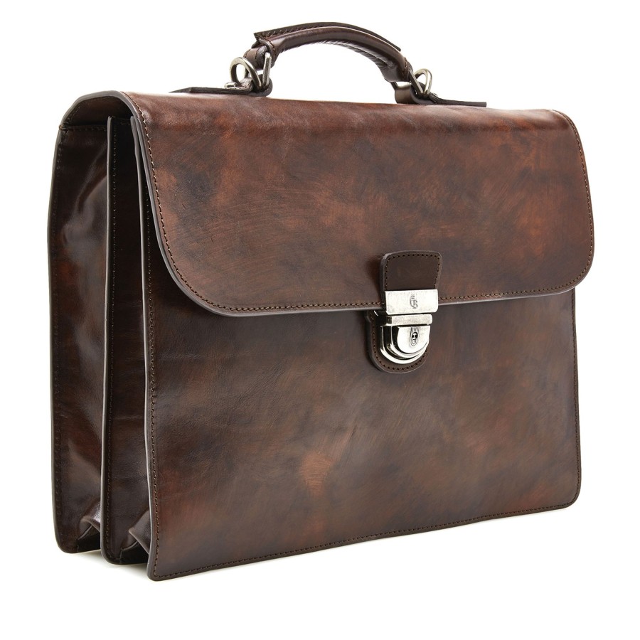 Werktassen Castelijn & Beerens | Castelijn & Beerens Rien Laptop Briefcase 13.3" Double Pocket Cognac