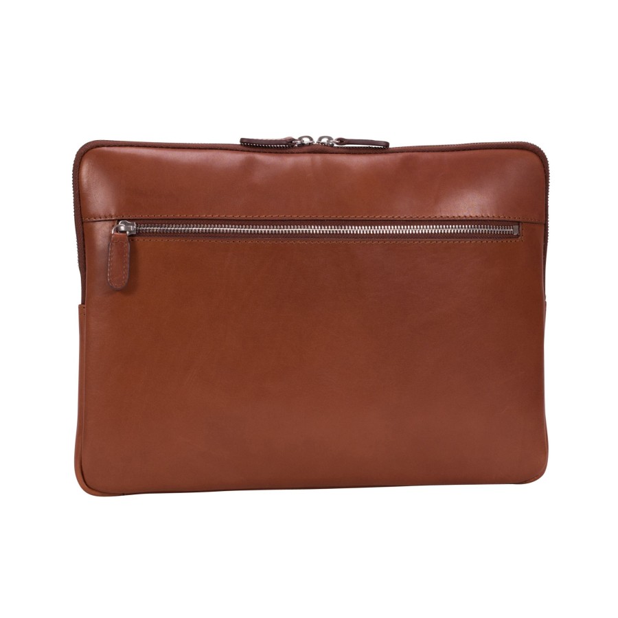 Accessoires Leonhard Heyden | Leonhard Heyden Cambridge Zipped Laptop Sleeve S Cognac