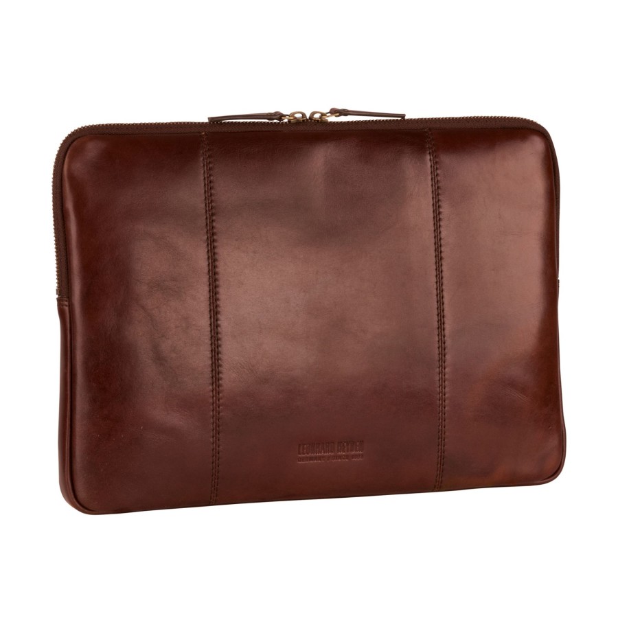 Accessoires Leonhard Heyden | Leonhard Heyden Cambridge Zipped Laptop Sleeve S Red Brown