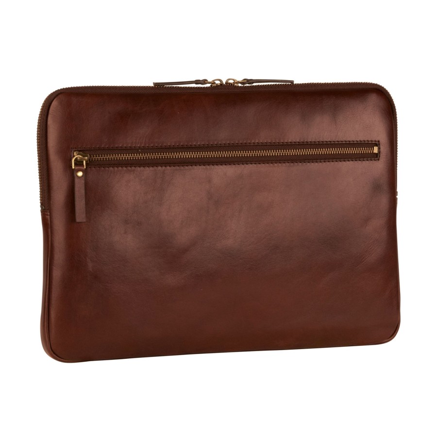 Accessoires Leonhard Heyden | Leonhard Heyden Cambridge Zipped Laptop Sleeve S Red Brown