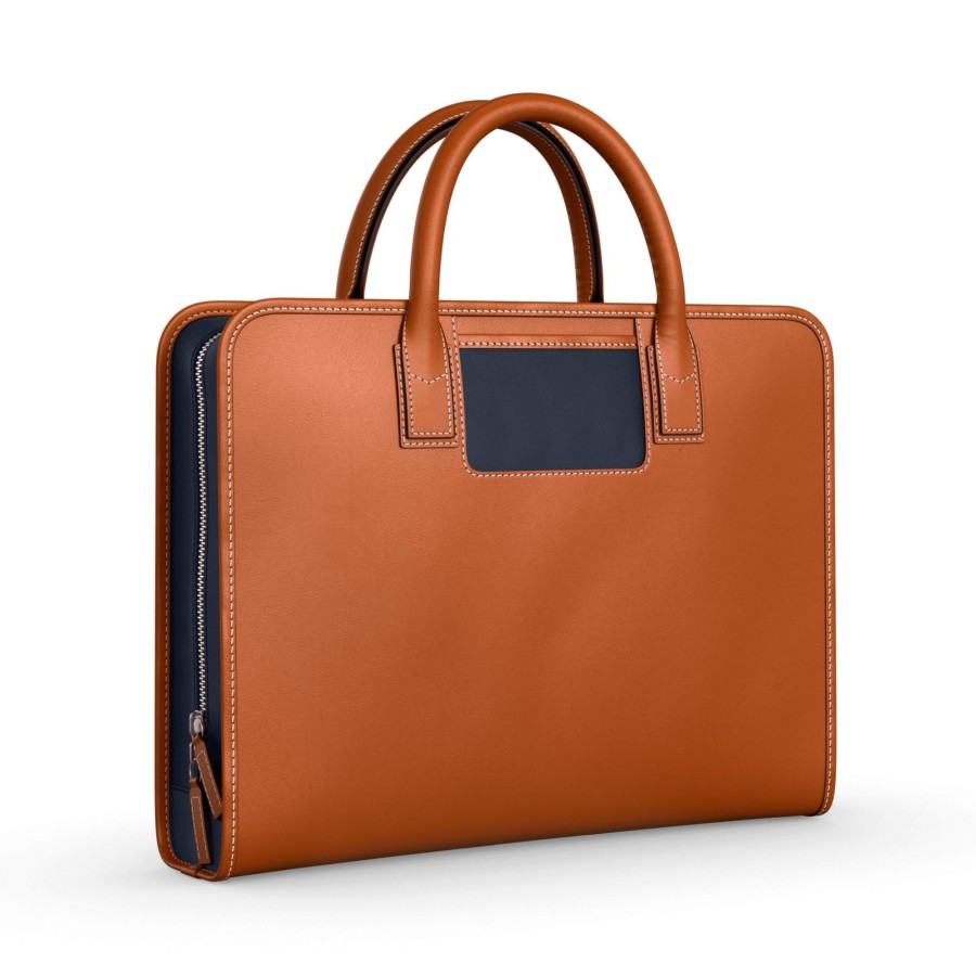 Werktassen Travelteq | Travelteq Briefcase Cognac Navy