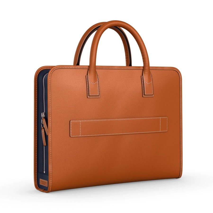 Werktassen Travelteq | Travelteq Briefcase Cognac Navy