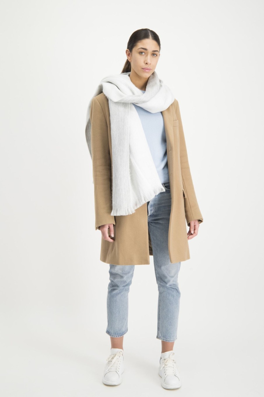 Accessoires Alpaca Loca | Alpaca Loca Double Scarf Grey/White