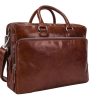 Werktassen Leonhard Heyden | Leonhard Heyden Cambridge Zipped Briefcase 2 Compartments Cognac