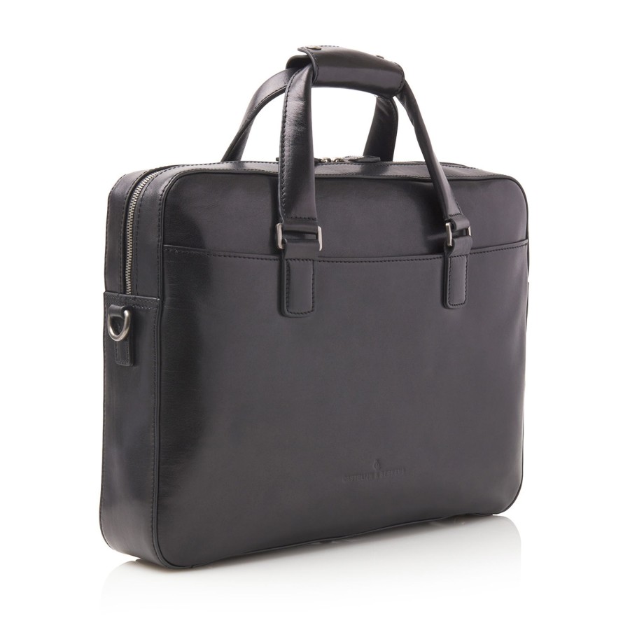 Werktassen Castelijn & Beerens | Castelijn & Beerens Gaucho Ted Laptop Bag 15.6" Single Zip Black