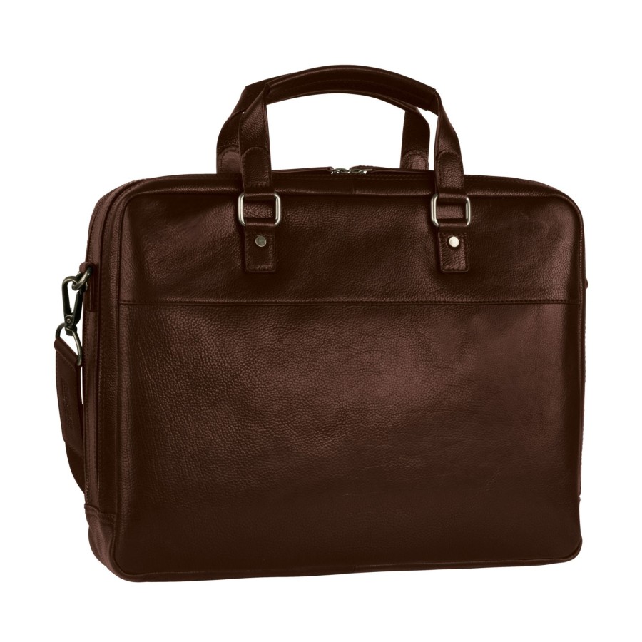 Werktassen Leonhard Heyden | Leonhard Heyden Roma Zipped Briefcase 2 Compartments Brown