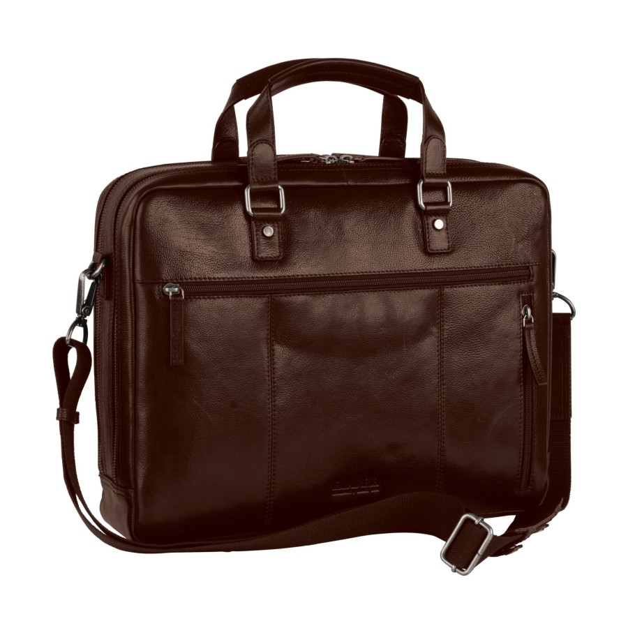 Werktassen Leonhard Heyden | Leonhard Heyden Roma Zipped Briefcase 2 Compartments Brown