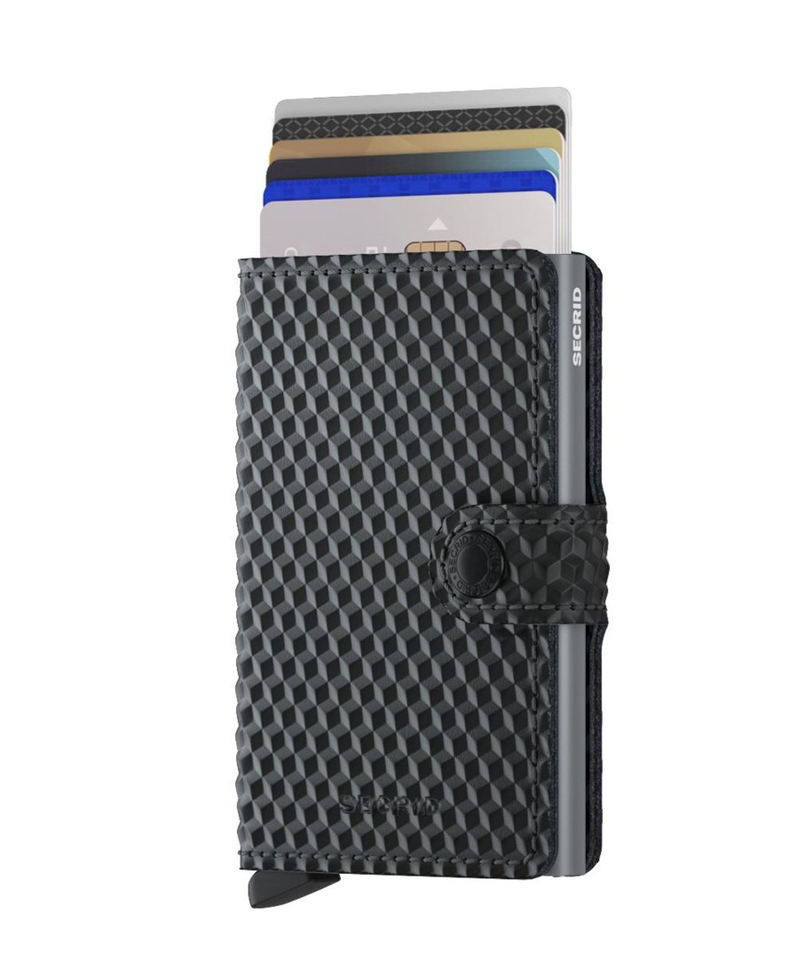 Portemonnees Secrid | Secrid Miniwallet Cubic Black Titanium