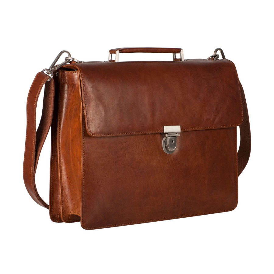 Werktassen Leonhard Heyden | Leonhard Heyden Cambridge Briefcase 2 Compartments Cognac