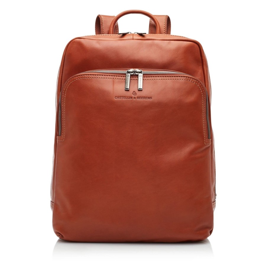 Werktassen Castelijn & Beerens | Castelijn & Beerens Firenze Laptop Backpack 15.6" + Tablet Light Brown