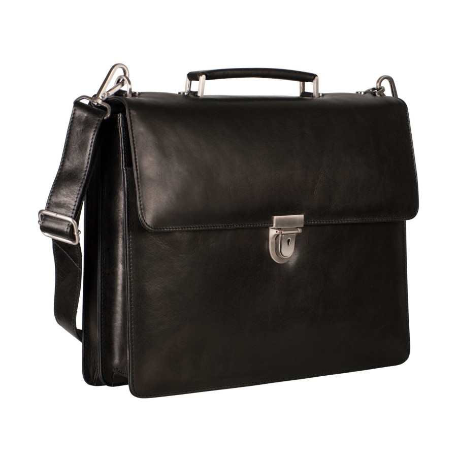 Werktassen Leonhard Heyden | Leonhard Heyden Cambridge Briefcase 2 Compartments Black