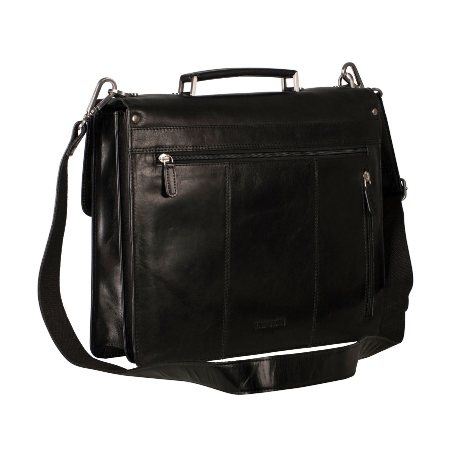 Werktassen Leonhard Heyden | Leonhard Heyden Cambridge Briefcase 2 Compartments Black