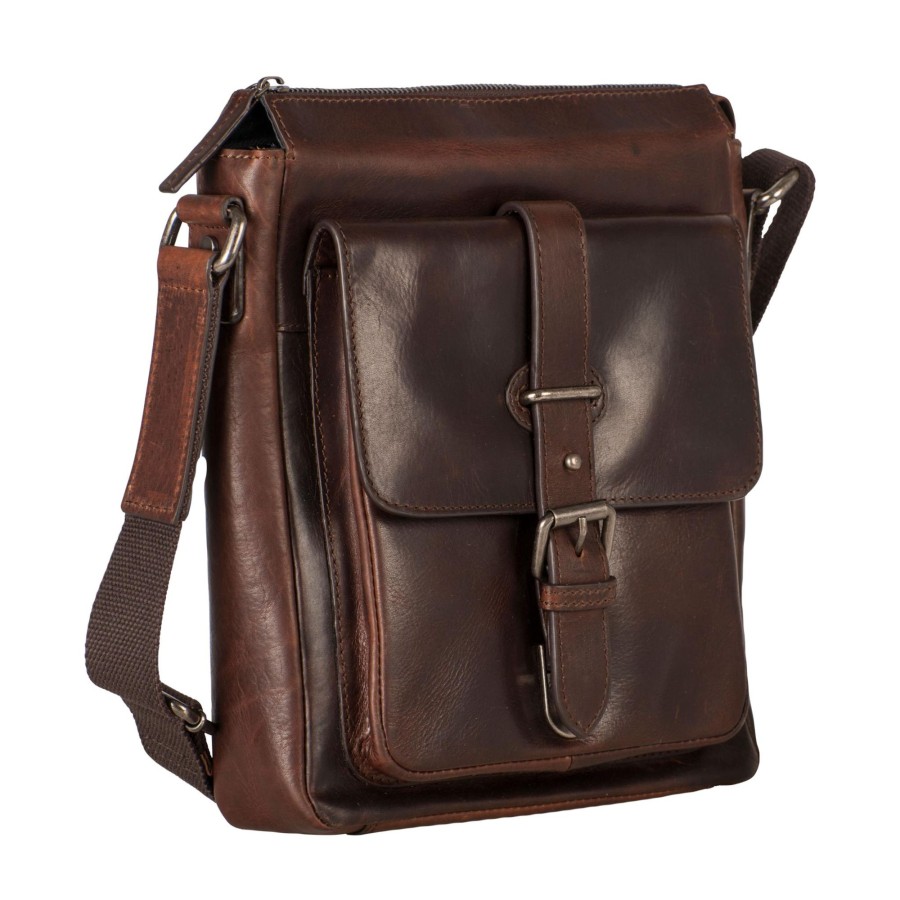 Tassen Leonhard Heyden | Leonhard Heyden Roma Zipped Messenger Bag S Brown