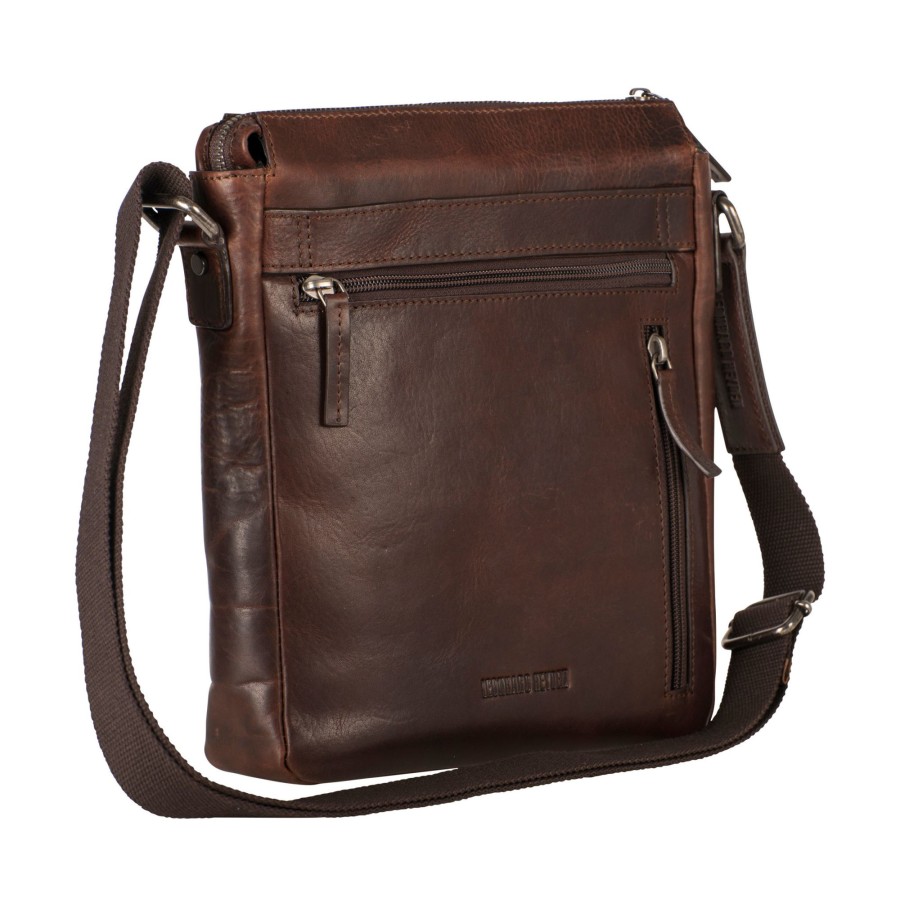 Tassen Leonhard Heyden | Leonhard Heyden Roma Zipped Messenger Bag S Brown